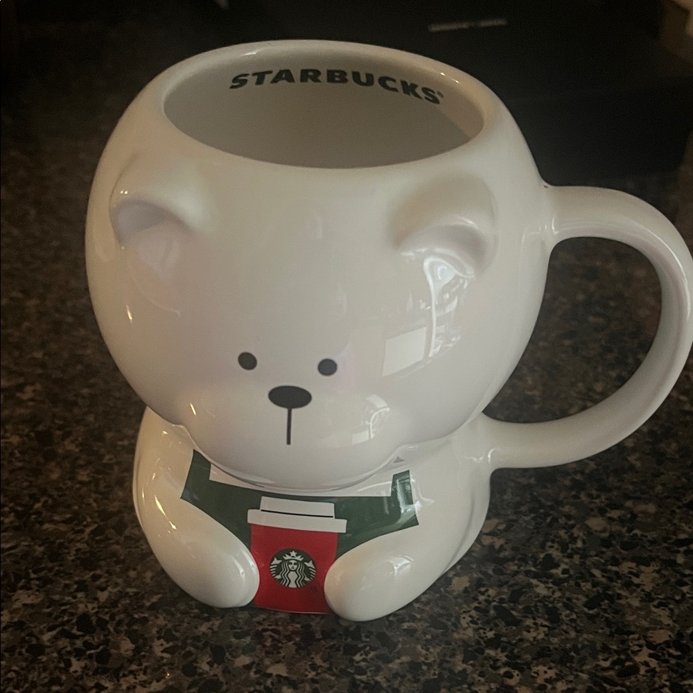 Starbucks White and Green Bear Mug, New